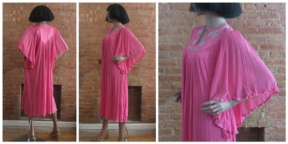 1970s rose pink boho cotton gauze dress - image 5