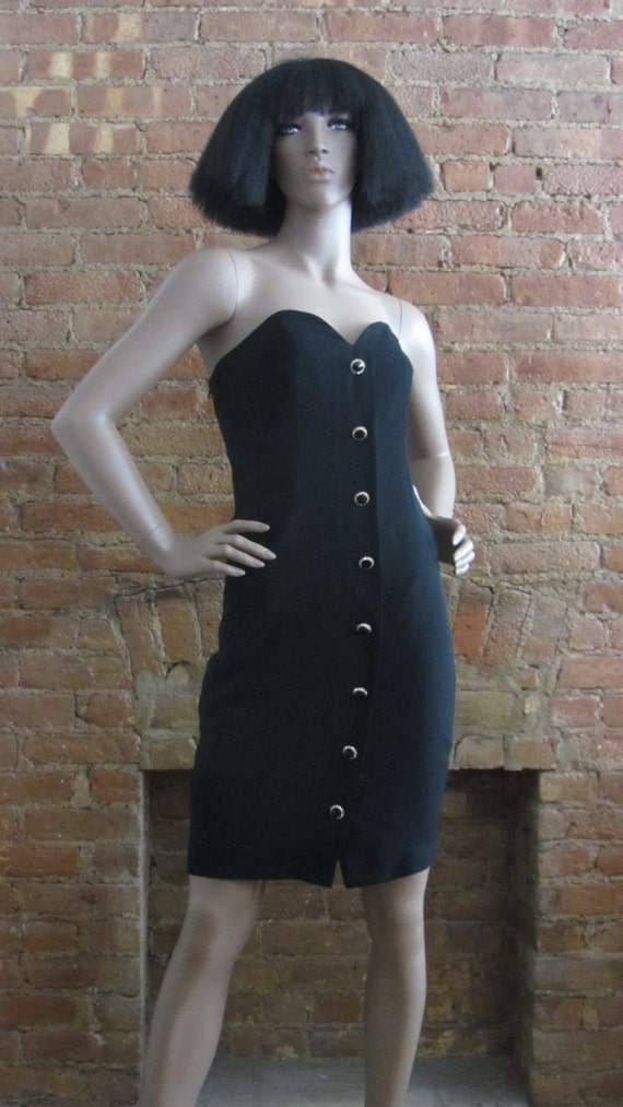 vintage A.J. Bari black cocktail dress | 90's par… - image 2