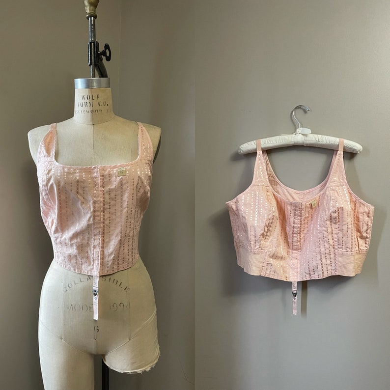 1920s antique blush pink brassiere 20s 30s flapper lingerie bra image 1