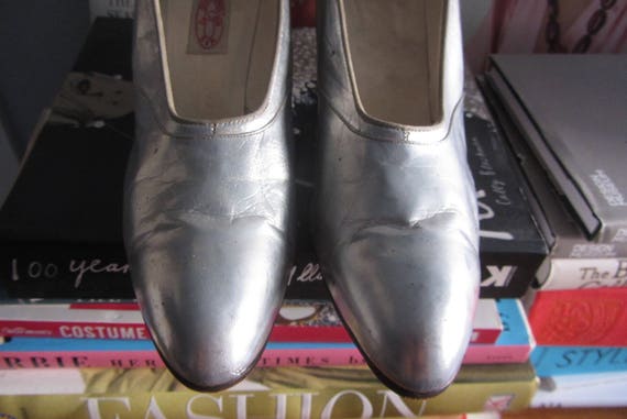 1930s silver leather high heels | 20s 30s art dec… - image 4