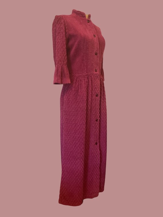 1970s raspberry pink chenille duster  | 60's 70's… - image 4