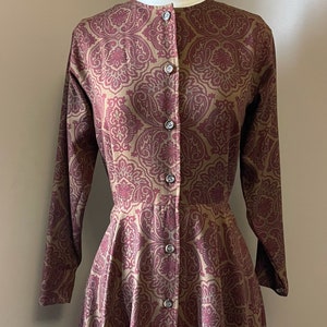 1980s Calvin Klein autumnal paisley dress 80s does 50s image 2