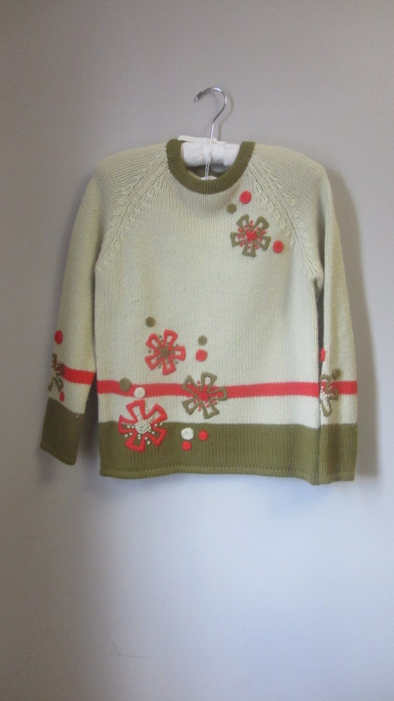 1950s Autumnal Winter Wonderland chunky ribbed sw… - image 2