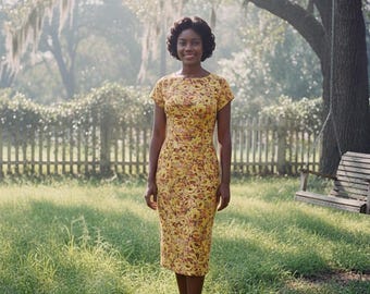 1960s cotton floral dress | 50's 60's Mid Century Classic Old Hollywood