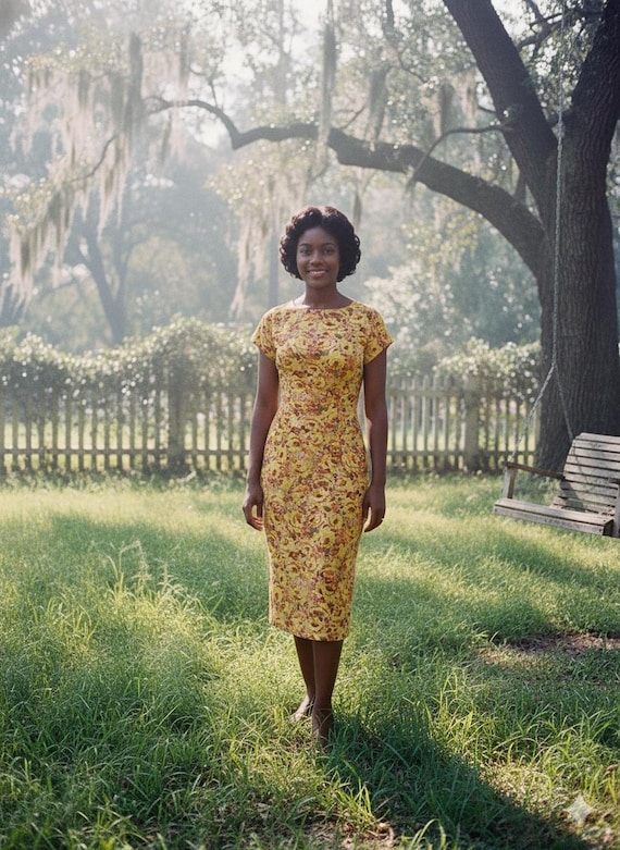 classic 60's dresses 1960s Cotton Floral Dress | 50's 60's Mid Century Classic Old Hollywood