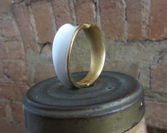 1950s Crown Trifari white enamel clamper bracelet | 50's Mid Century Old Hollywood Glamour