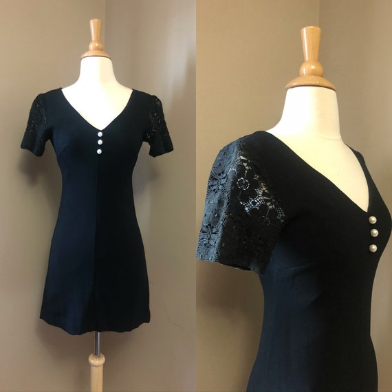 1960s Radley of London black mini dress | 60's Boh