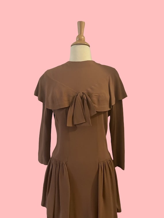 1940s cocoa brown rayon dress • 40's Junior Guild… - image 8