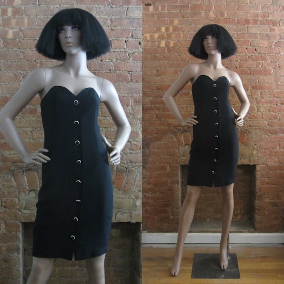 vintage A.J. Bari black cocktail dress | 90's par… - image 1