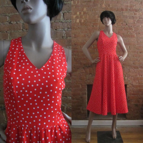 1980s Lanz red polka dot dress | 80's does 50's Bo