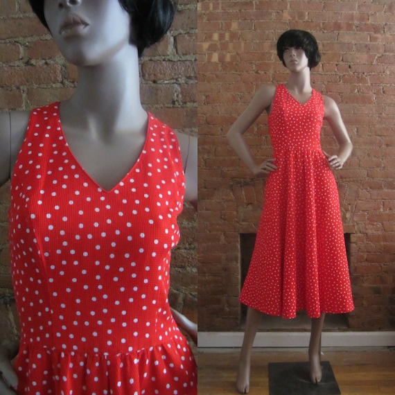 1980s Lanz red polka dot dress | 80's does 50's B… - image 1