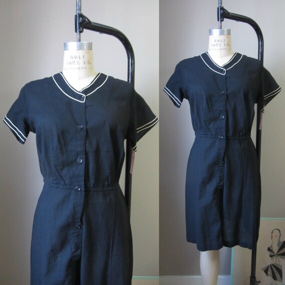 1910s cotton swimming dress | Edwardian swim dress