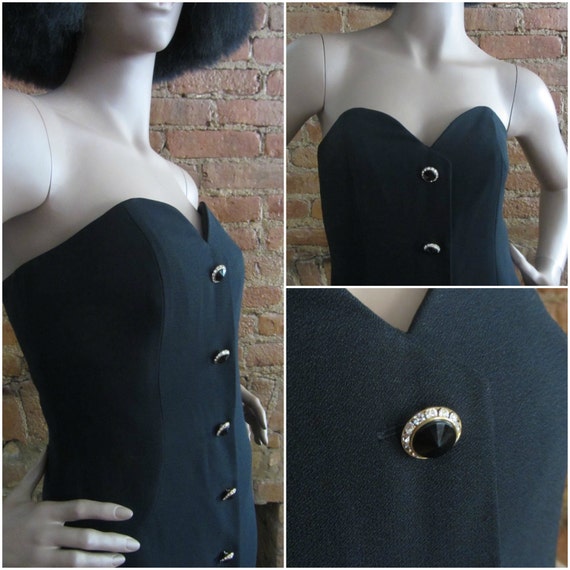 vintage A.J. Bari black cocktail dress | 90's par… - image 5