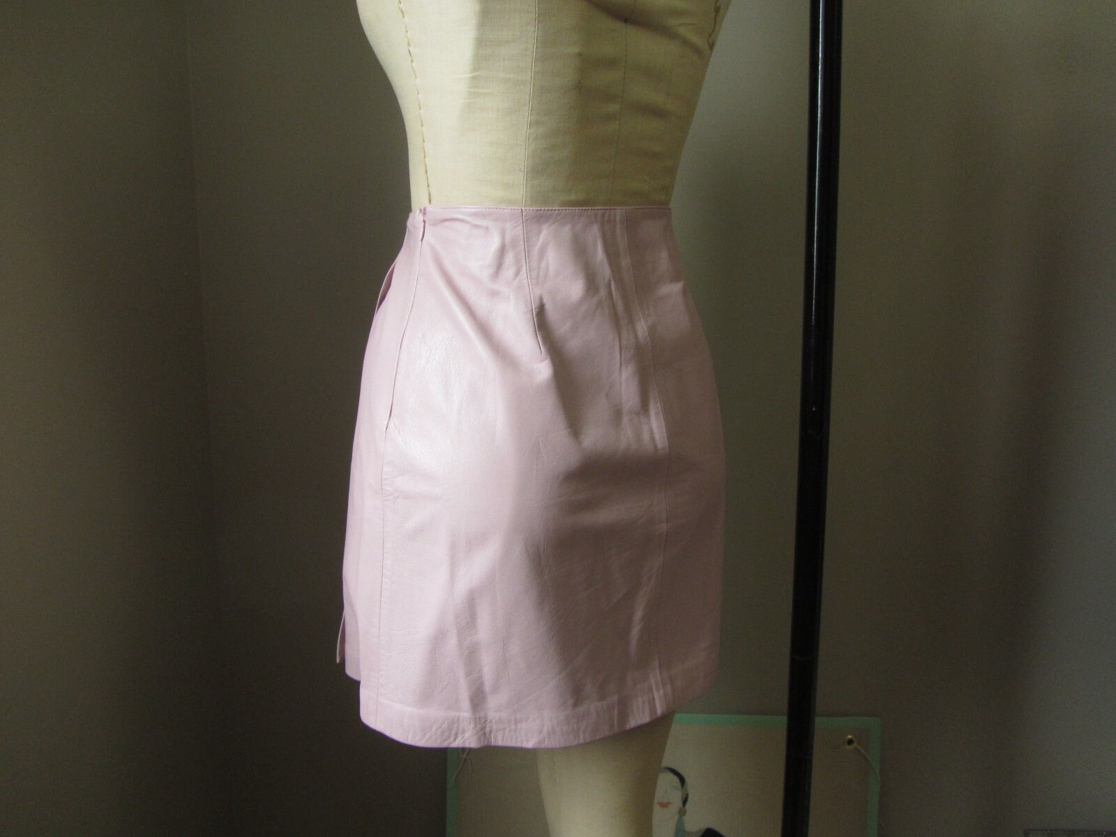 Vintage Versace Pink Leather Mini Skirt | 90's Versus High
