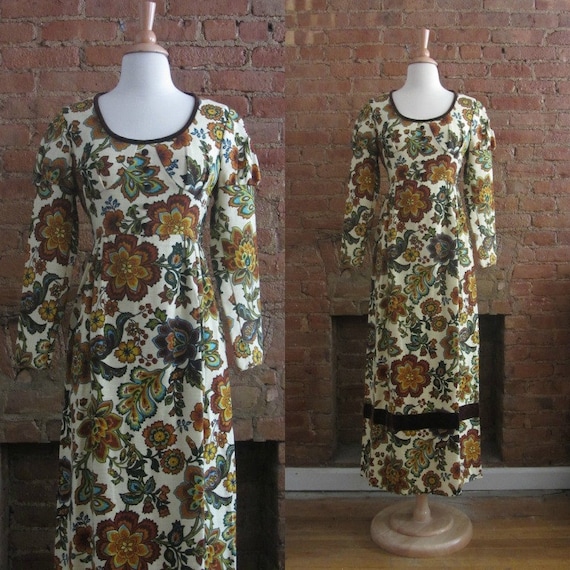 1960s regency revival floral maxi dress - image 1