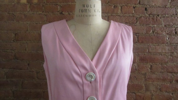 1960s Teal Traina pink drop waist dress | 60's Mi… - image 4