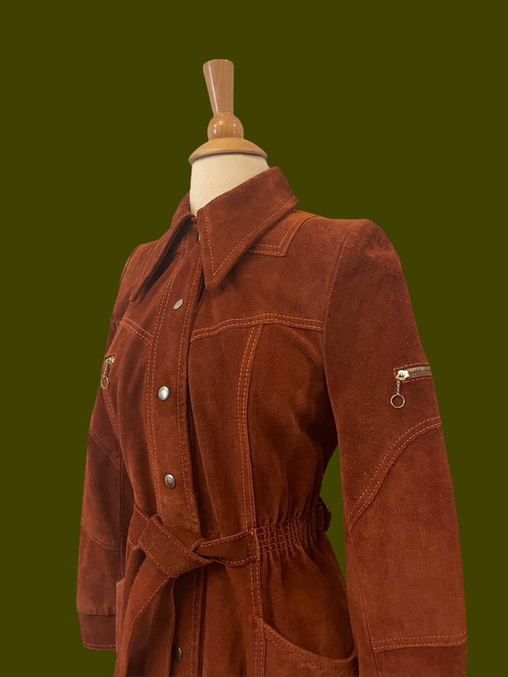 1970s rust suede jacket | 60s 70s boho hippie - image 6