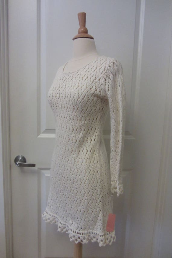 1970s crochet mini dress | 70's boho hippie - image 6