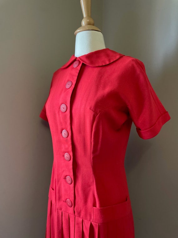 1950s cherry red shirtdress • 50's mid century dr… - image 8