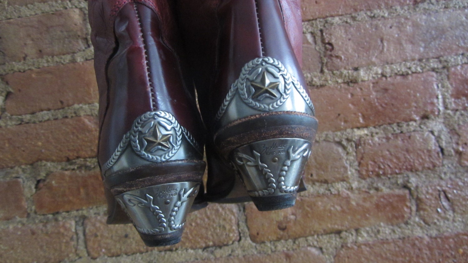 1980s Maroon Leather Cowboy Boots 80's Cowgirl Boots - Etsy