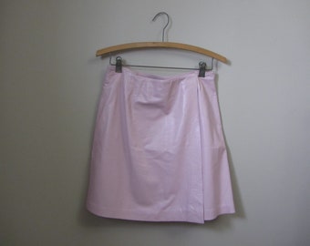 vintage Versace pink leather mini skirt | 90's Versus High Fashion Designer
