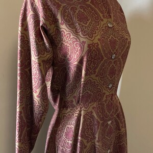 1980s Calvin Klein autumnal paisley dress 80s does 50s image 5