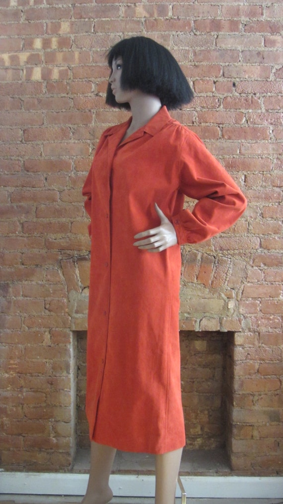 1970s Halston burnt orange ultrasuede dress - image 4