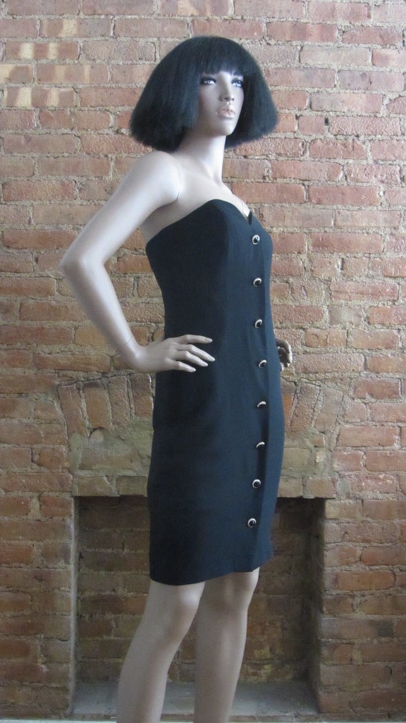 vintage A.J. Bari black cocktail dress | 90's par… - image 3