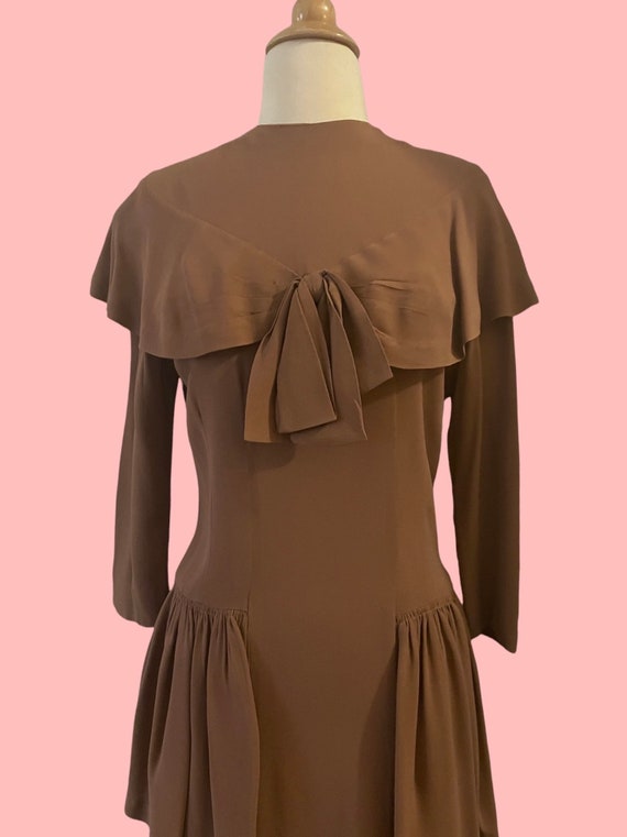 1940s cocoa brown rayon dress • 40's Junior Guild… - image 4