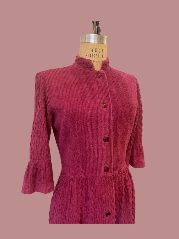 1970s raspberry pink chenille duster  | 60's 70's… - image 5