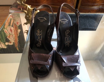1950s brown peep toe high heels | 50's mid century glamour VLV