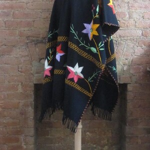 1970s bohemian wool blanket poncho 60's 70's Boho Hippie Festival Folk Woodstock image 4