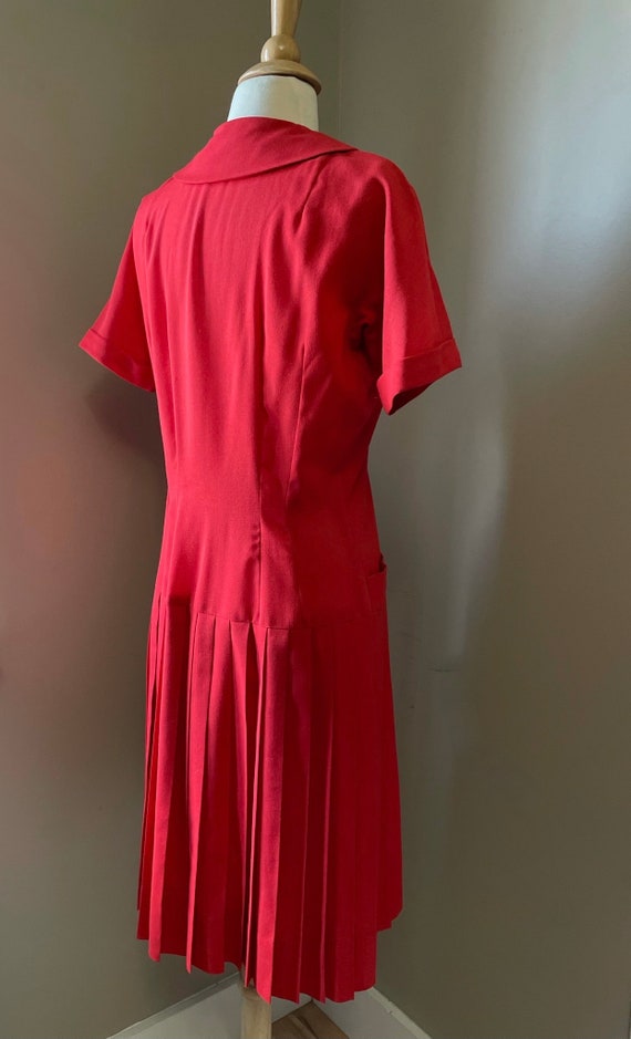 1950s cherry red shirtdress • 50's mid century dr… - image 5