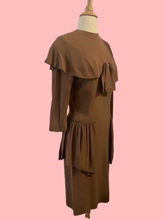 1940s cocoa brown rayon dress • 40's Junior Guild… - image 3
