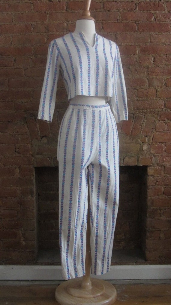 1950s crop top and cigarette pant set | 50's MCM … - image 5