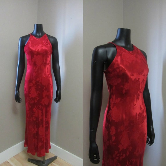 1990s red slip dress | 90s minimalist