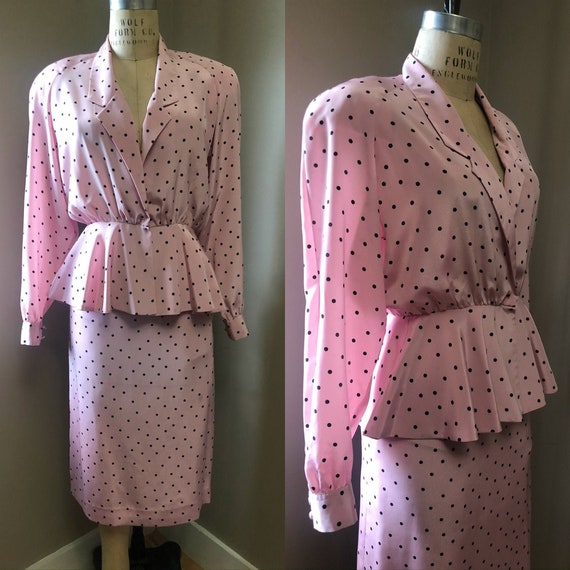 Vintage Lilli Ann polka dot skirt suit