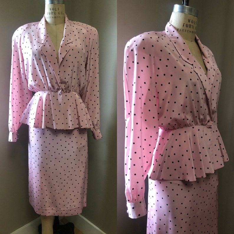 Vintage Lilli Ann polka dot skirt suit image 1