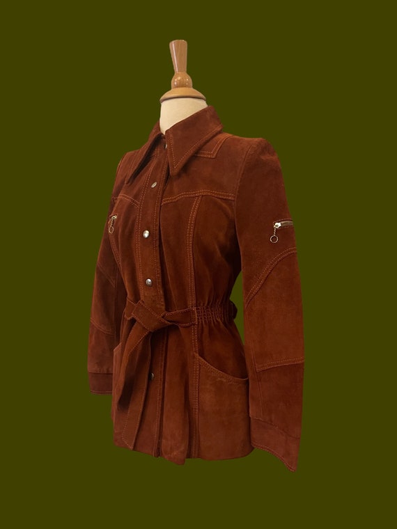 1970s rust suede jacket | 60s 70s boho hippie - image 7
