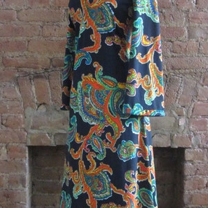 1970s black paisley print dress 70's Retro Groovy Psychedelic image 2