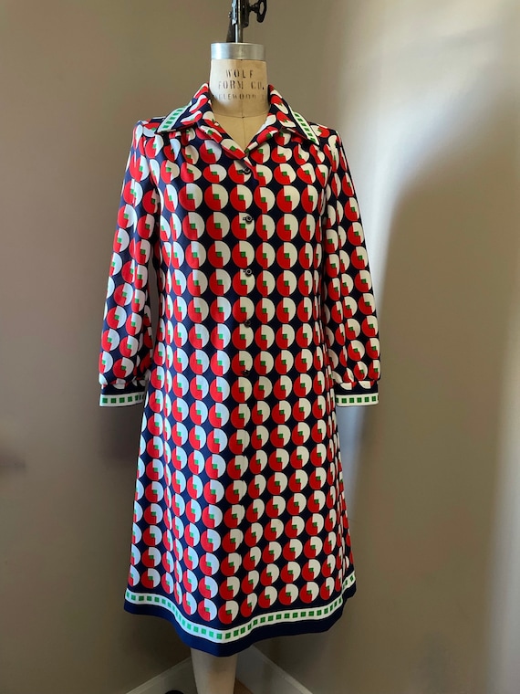 1960s geometric shirt dress | 60's 70's Mod Op Art - image 2