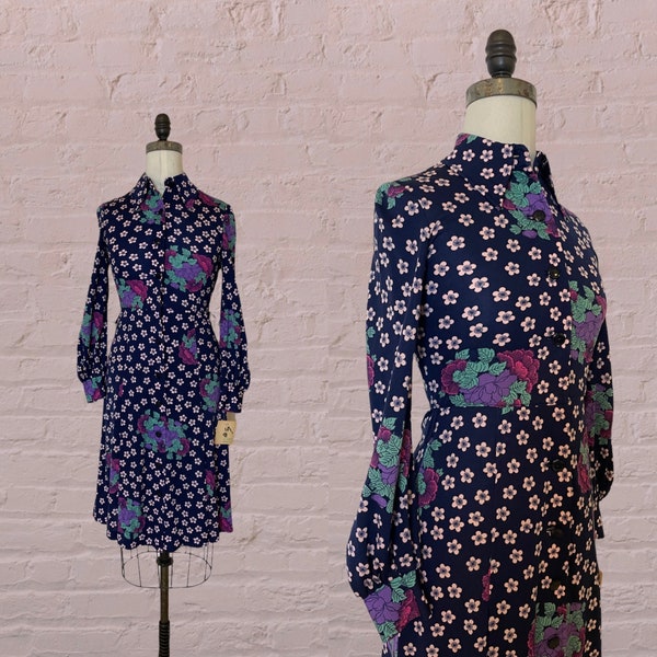1970s Hanae Mori shirtdress | 60's 70's Floral Dress