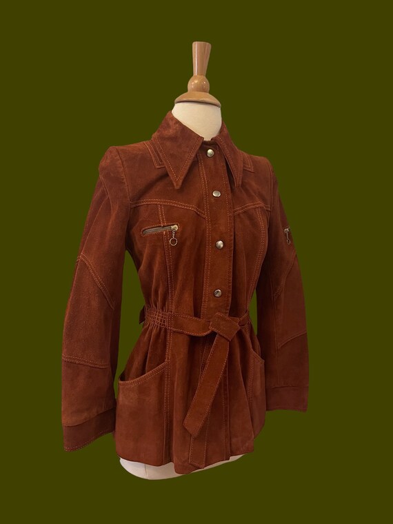 1970s rust suede jacket | 60s 70s boho hippie - image 3