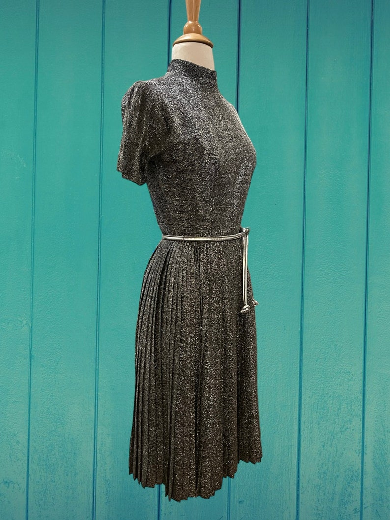 1960s Anne Fogarty metallic dress 60s Cocktail Evening image 3