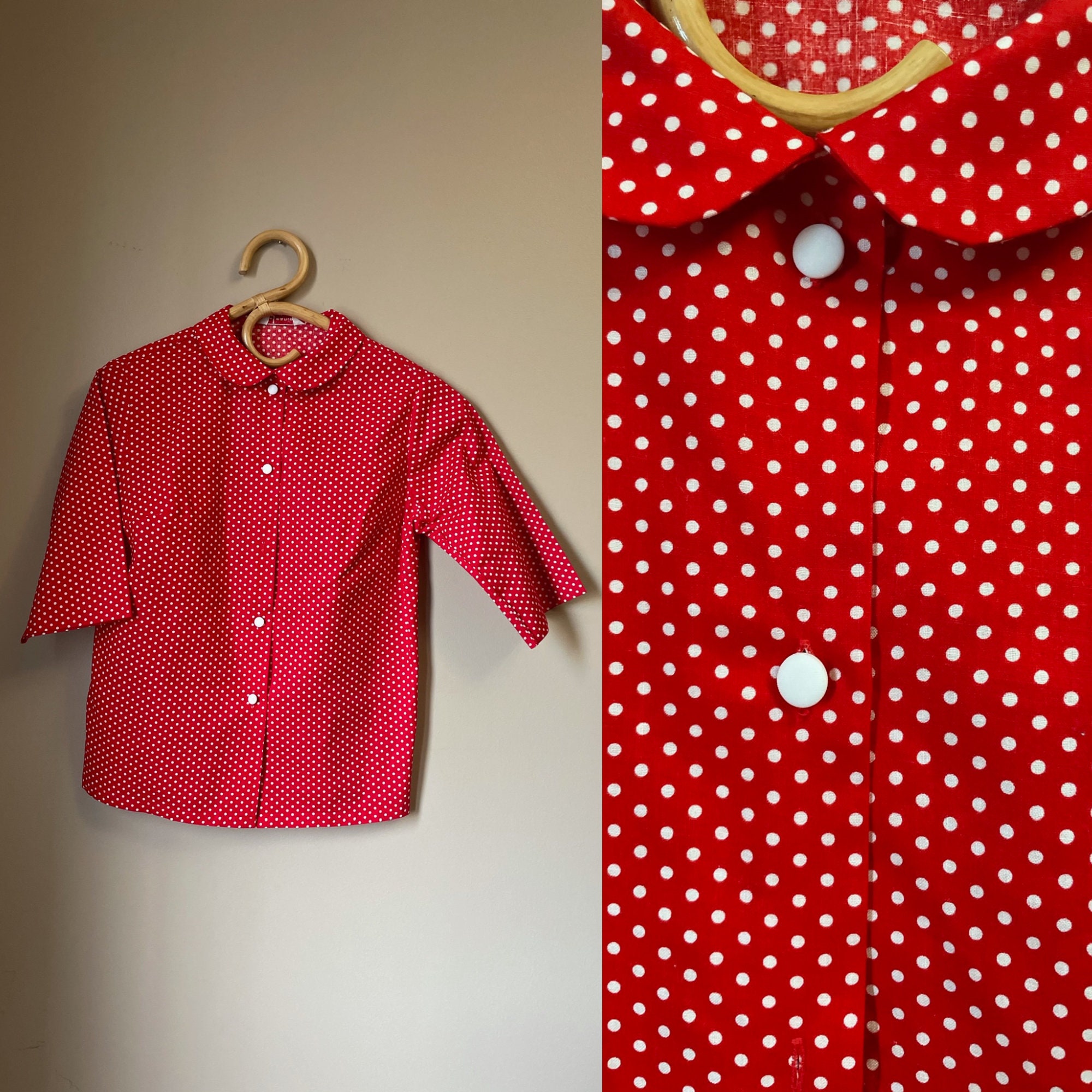 60s Polka Dot Shirt - Etsy