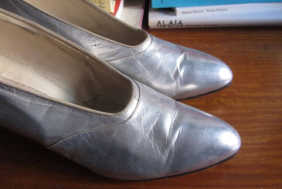 1930s silver leather high heels | 20s 30s art dec… - image 8