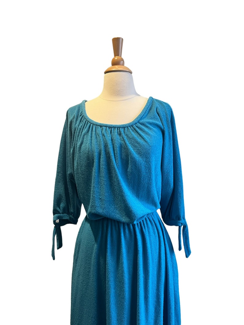 1970s aqua blue terrycloth dress image 4