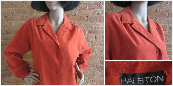 1970s Halston burnt orange ultrasuede dress - image 5