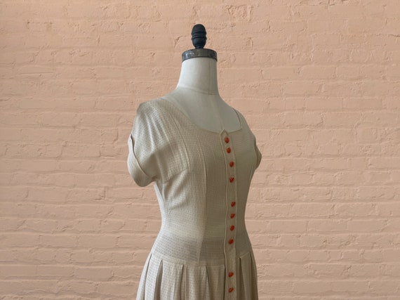 1950s cream summer dress • 40's 50's mid century - image 7