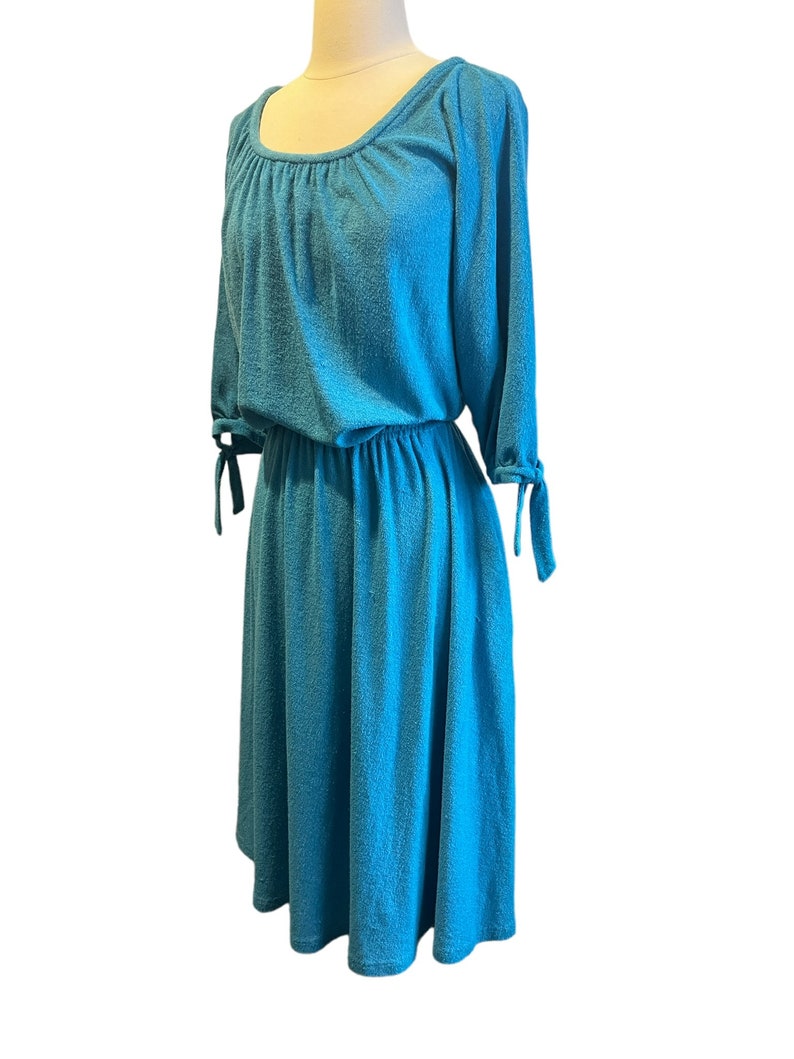 1970s aqua blue terrycloth dress image 6